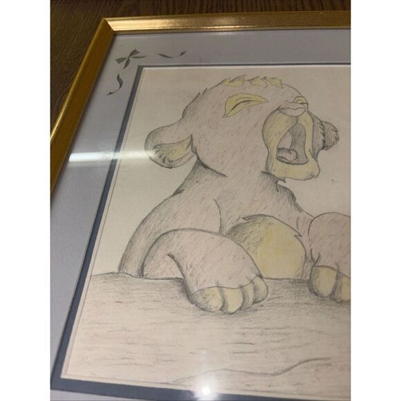 Framed Signed Lion King Simba Drawing - Baby Boy’s Nursery Art - Picture 3 of 5